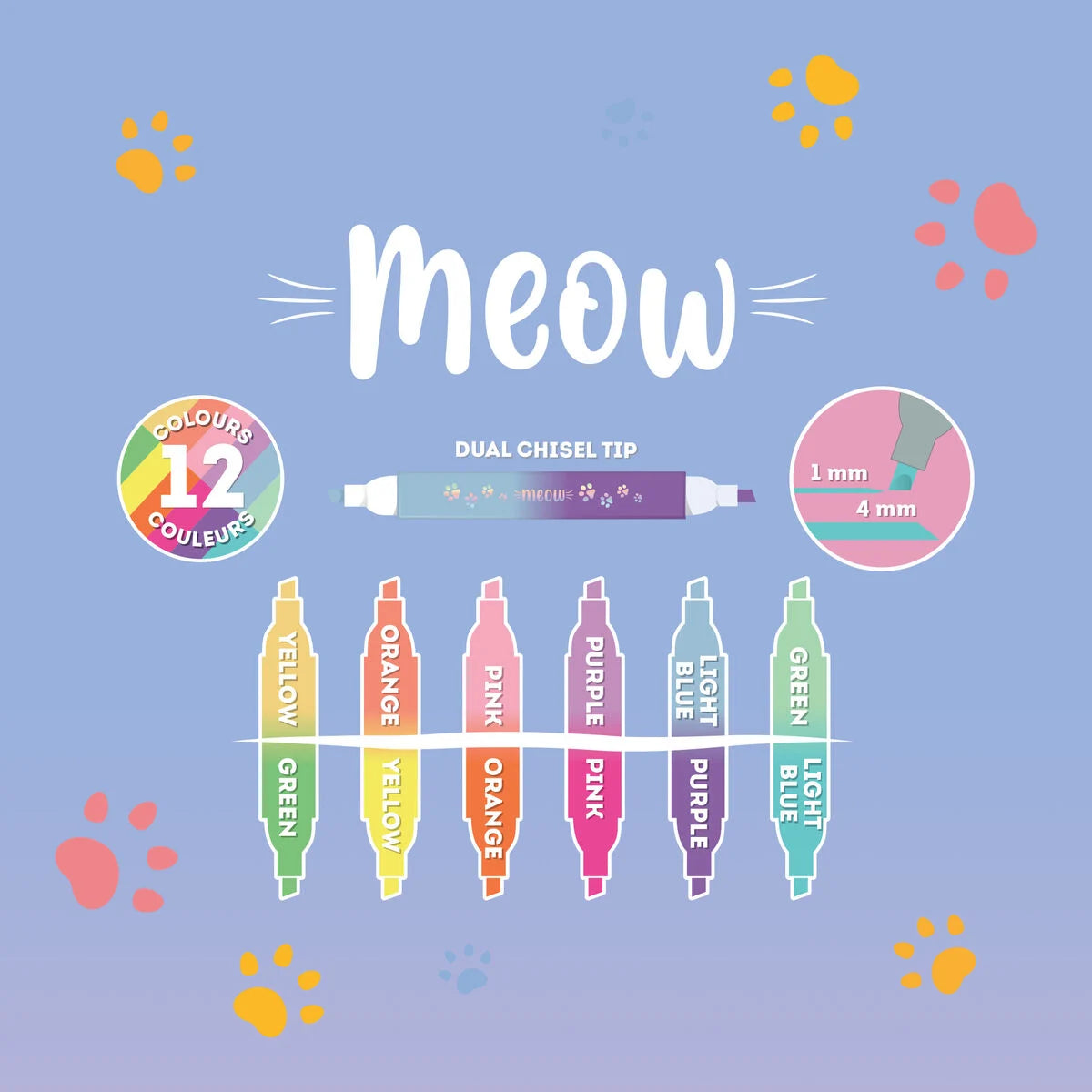 Legami Set de 6 Subrayadores de Doble Punta Kitty Meow