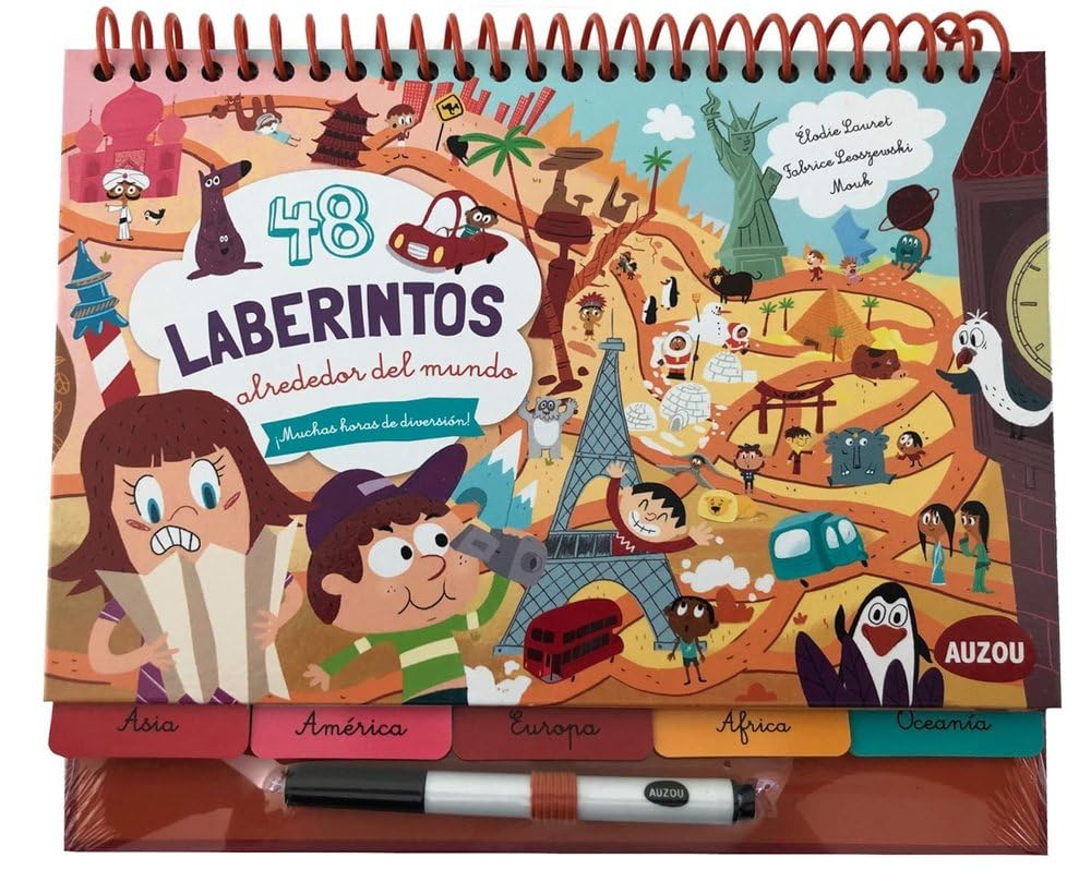 Auzou Libro pizarra 48 Laberintos alrededor del mundo