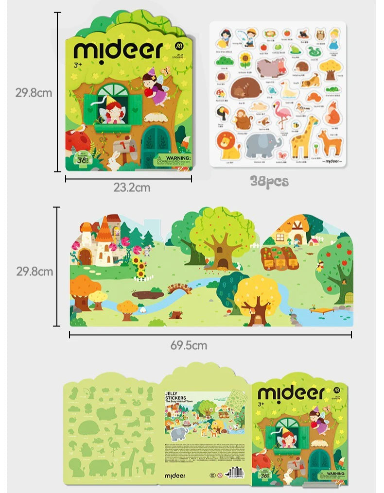 Mideer Set de Pegatinas de Gel Reutilizables Mideer Animales