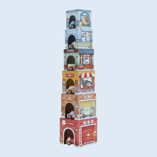 Little Dutch Torre encajable ciudad con coches