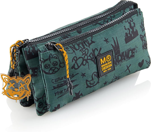 Miquelrius estuche portatodo cuádruple NOT BORING VERDD