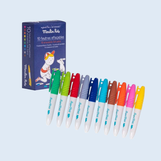Moulin Roty 10 rotuladores borrables para manteles de silicona