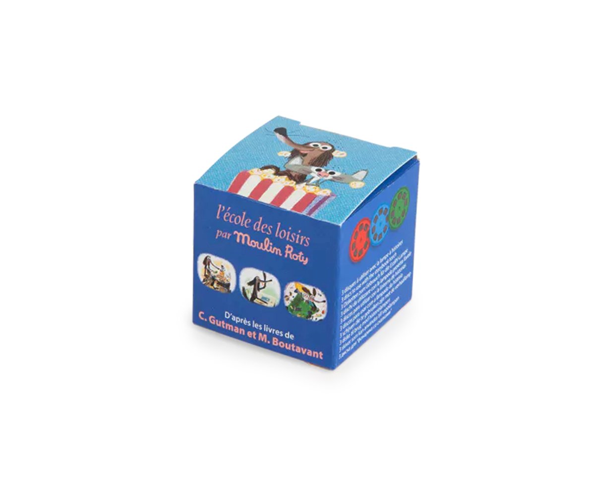 Moulin Roty caja de 3 discos de historias para lámpara “Chien Pourri”