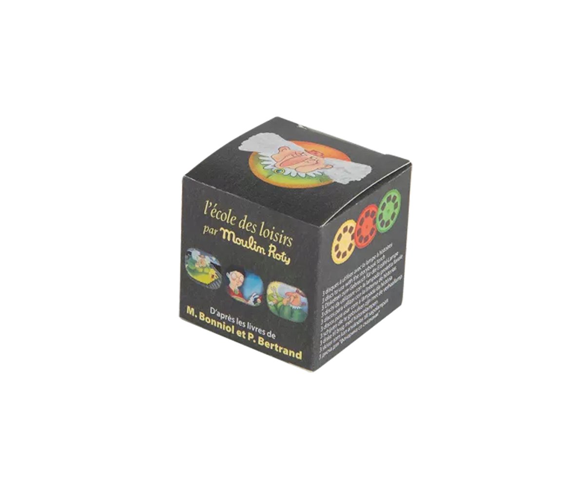 Moulin Roty caja de 3 discos de historias para lámpara “Cornebidouille”
