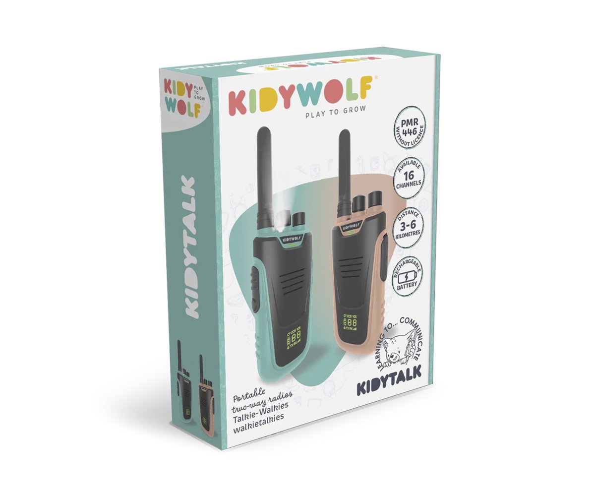Kidywolf Kidytalk Walkie-Talkie natural y cian