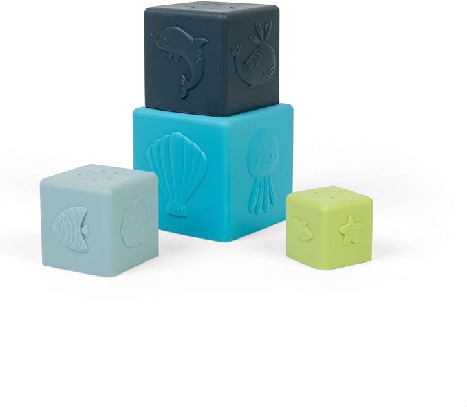Bigjigs Toys Set 4 Cubos apilables Animales Marinos