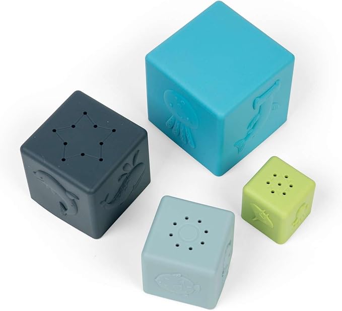 Bigjigs Toys Set 4 Cubos apilables Animales Marinos