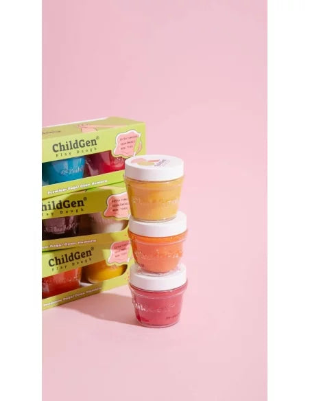 ChildGen Pack 3 Tarros de Plastilina Amarillo, rosa y naranja