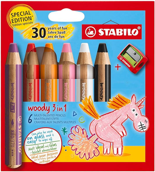 Stabilo lápices Woody 3 en 1 Estuche 6 colores Unicornio