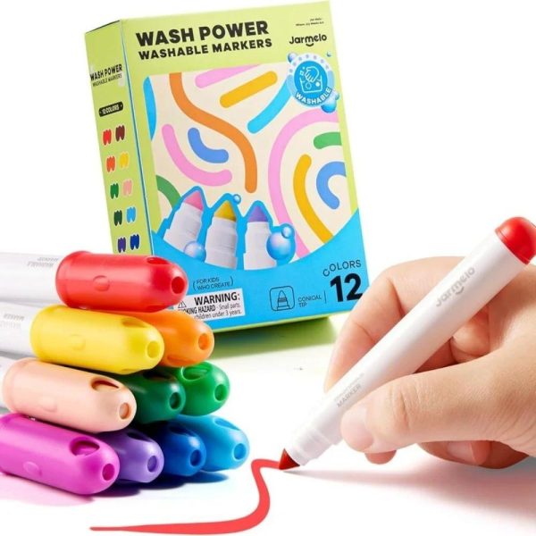 Jarmelo Rotuladores 12 colores Ultra Lavable Wash Power