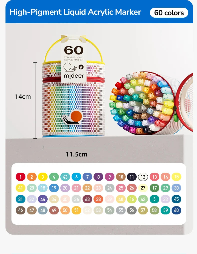 Rotuladores acrílicos punta pincel 24, 36, 60 u 80 colores - Mideer