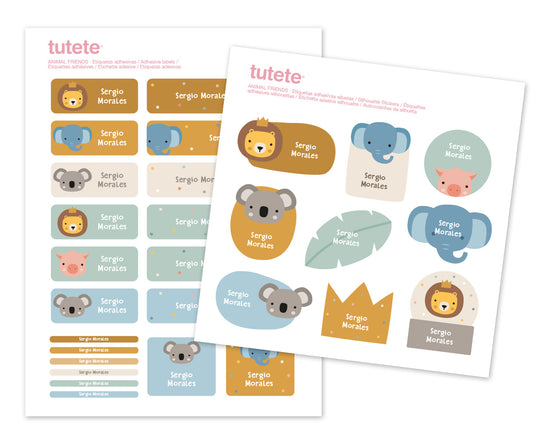 Tutete Pegatinas para objetos personalizadas Animal Friends