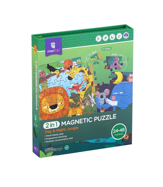 MierEdu Puzzle magnético 2 en 1 Jungla Día y noche