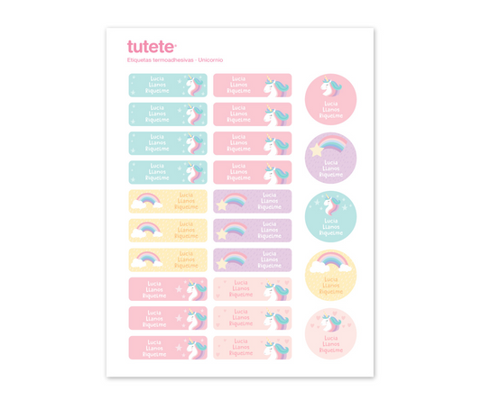 Tutete Etiquetas termoadhesivas personalizadas Unicornio