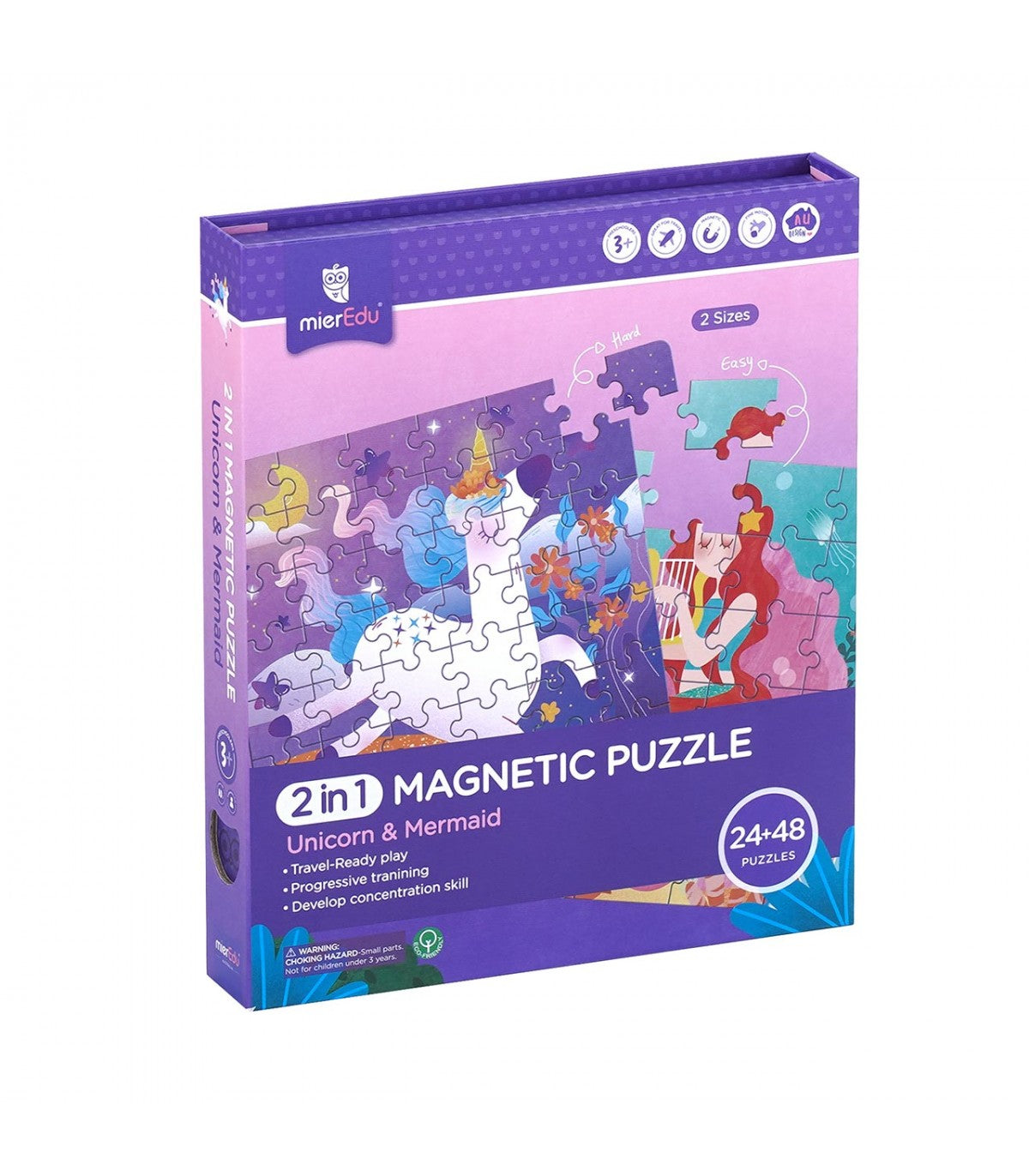 MierEdu Puzzle magnético 2 en 1 Unicornio y sirena
