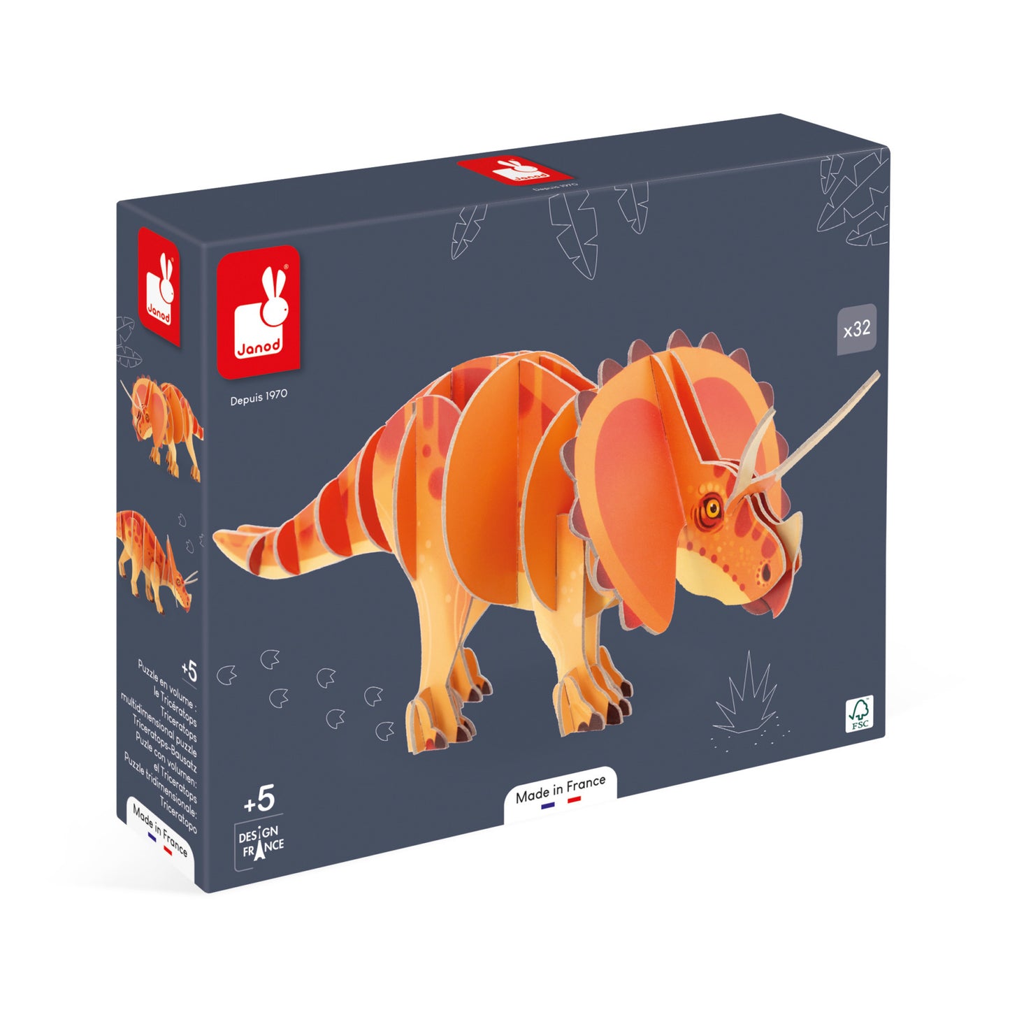 Janod Puzzle 3D Dino Triceratops