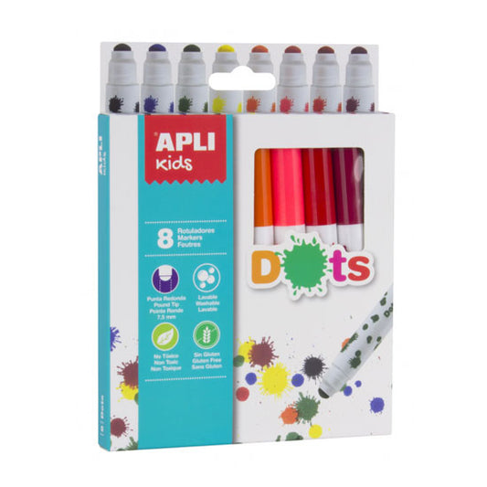 Rotuladores dots 8 colores Apli kids